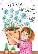 Fun Happy Mother’s Day card for plant loving mums. created by Peach Nut Studio