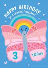 3rd Birthday Card - Daughter - Butterfly - Rainbow created by Macie Dot Doodles