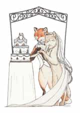 Fox and Wolf Couple - Cute Romantic Wedding or Anniversary Card created by Erlenmeyer