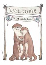 Loving Otters - New Baby Card for Animal-Loving Friend created by Erlenmeyer