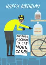 Funny Birthday Card - Cyclist - Cake created by @simonwelchillustration