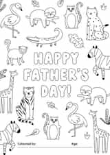 Cute colour me in animals Father's Day card created by Evie Garnett Designs
