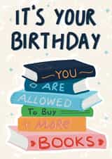 Cute Birthday Card - Bookworm - Buy More Books created by Sweetlove Press