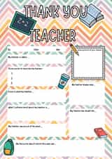 Cute Thank You Card - Teacher - Fill In created by Oh So Jottie Designs