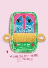 Cute Wedding Card - Mrs & Mrs - Sardines created by NICHOLA COWDERY ILLUSTRATIONS