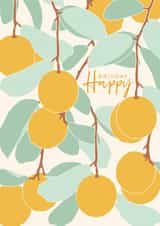Pretty Happy Birthday Card For Nature Lover - Orange Tree - Outdoorsy created by Art Joyeux