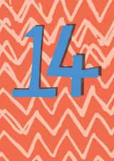 Fourteenth birthday card - 14th birthday card - teenager birthday created by Becka Griffin