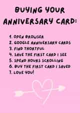 Funny Anniversary Card - Buying Process - Last Minute created by Cardsfrommymind