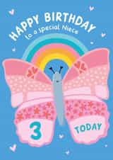 3rd Birthday Card - Niece - Butterfly - Rainbow created by Macie Dot Doodles