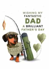 Cute Father's Day Card - Sausage Dog - Fishing created by Hot Dog greetings