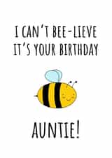 Cute Birthday Card - Bee - Auntie created by Amy (Hedgecards)