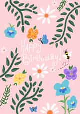 Pretty Spring Card // Nature Card // Floral Card // Bee Card created by Aweirdandwonderful🍄