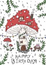 Cute Fairy House Card // Mushroom Card // Fungi Card // Nature Card created by Aweirdandwonderful🍄