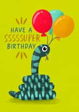 Cute Birthday Card - Ssssuper Snake - Kids created by @oubergine