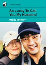 Personalised Birthday Photo Card created by Yay Days - Retro Birthday card - Lucky To Call You My Husband - Book