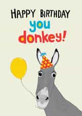 Cheeky Birthday Card - You Donkey - Farm Animals created by Pencilface