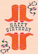 Funky Colourful Birthday Card - Cowgirl Boots - Yeehaw Birthday created by Maddison Ball