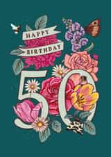 Classic Birthday Card - 50th - Beautiful Blooms created by Angie Spurgeon