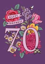 Classic Birthday Card - 70th - Beautiful Blooms created by Angie Spurgeon