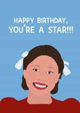Funny Pearl from “Pearl” and “X” horror films birthday card created by Chloe Dixon