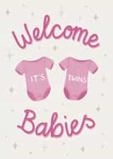 Cute New Baby Card - Twins - Girls created by Silky Rose Design