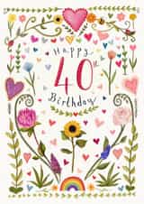 Pretty 40th Birthday Card - Floral created by Love Lucy Illustration