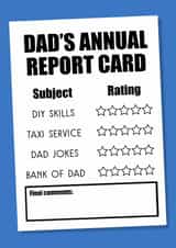 Funny Father's Day Card - Annual Report Card created by The Girl Next Draw Cards