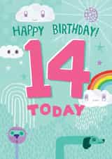 Cute Abstract Birthday Card - 14 Today created by Pencilface