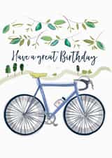 Illustrative Birthday Card - Have a Great Day - Cycling created by Katie Phythian Design
