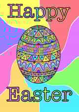 Easter Egg Card-Happy Easter Colourful Geometric Design For Son/Daughter/Partner created by NJP Sketchbook
