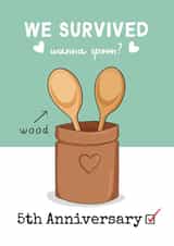 Funny Anniversary Card - 5th - Wood - Wanna Spoon? created by Running with Scissors