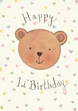 Cute Birthday Card - 1st - Teddy Bear created by Love Lucy Illustration