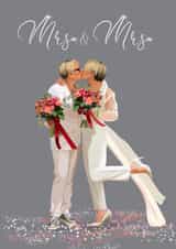 Mrs and Mrs Confetti Card - Love Wins - lesbian wedding - wedding kiss card created by Yamaste Art