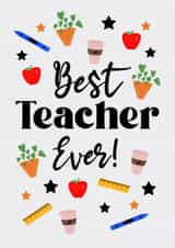 Best Teacher Ever Thank you card - cute and colourful teacher gift created by Aries Sun 