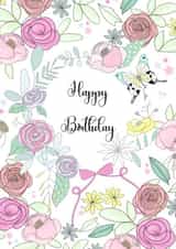 Pretty floral pattern happy birthday card created by Marie Goodchild