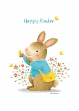 Cute Happy Easter Card for Special Person - Easter Bunny with pretty wildflowers created by Juliana Motzko
