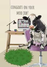 Funny New Job Card - Moo Job - Cow Pun created by Designs by Stace