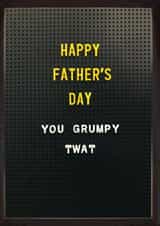 Funny Father's Day Card - Peg Letters Board - Grumpy Twat created by Brainbox Candy