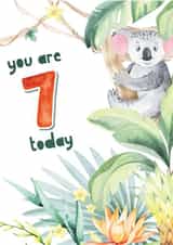 Cute Koala 7th Birthday Card - Wildlife - Animals created by Exquisite Studio