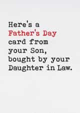 Funny Father's Day Card - Type Writer Style - Bought Buy Your Daughter In Law created by Brainbox Candy