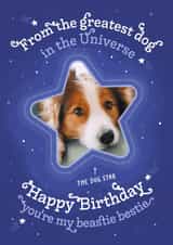 Personalised Birthday Photo Card created by Little Wishing Cards - Cute Birthday Card - From the Dog - Beastie Bestie - Space