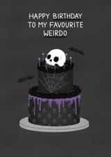Funny Birthday Card - Favourite Weirdo - Skull Cake created by Blue Kiwi Design