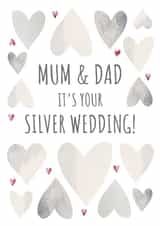 Pretty Silver Wedding Anniversary Card For Parents Celebrating 25 Years Together created by Amy Munro