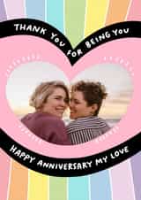 Personalised Anniversary Photo Card created by Angela Chick - Cute Anniversary Card - Thank You For Being You