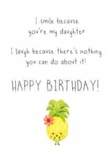 Cute birthday card for your daughter - funny and cute - pineapple card created by Beach Life Studio