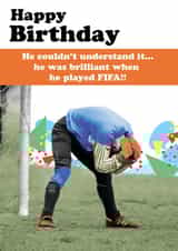 Funny FIFA Birthday Day Gamer Football card - Footy Sporting fan! created by Quitting Hollywood
