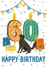 Fun 60th Birthday Card - Party Dog created by Beth Frost Art