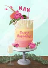 Pretty Birthday Card - Nan - Cake and Prosecco created by Evie Garnett Designs