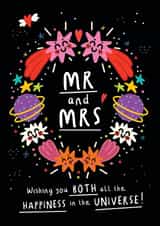 AN OUT OF THIS WORLKD WEDDING CARD. FOR THEM. created by NICHOLA COWDERY ILLUSTRATIONS 