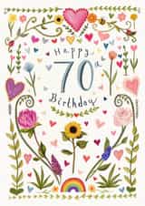 Pretty Birthday Card - 70th created by Love Lucy Illustration